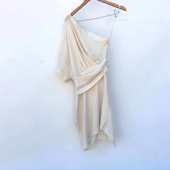 New IRO Ferila One Shoulder Chalk White Mini Cocktail Dress Structural Size 36 4 - Picture 10 of 11